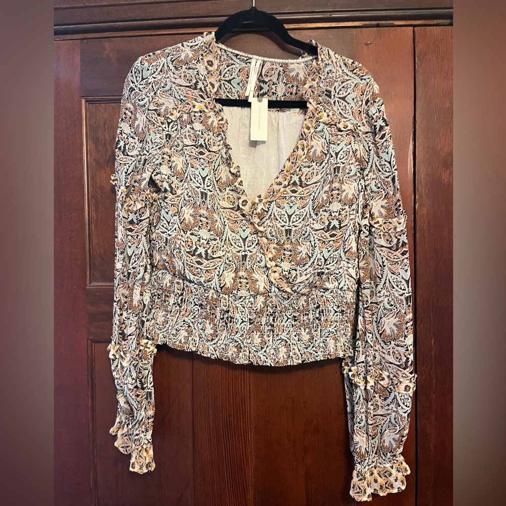 Floral V-Neck Women's Top by Anthropologie